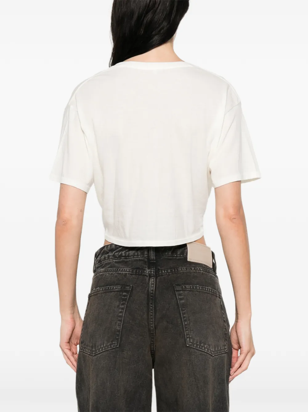 R13 Geknoopt T-shirt met V-hals Beige
