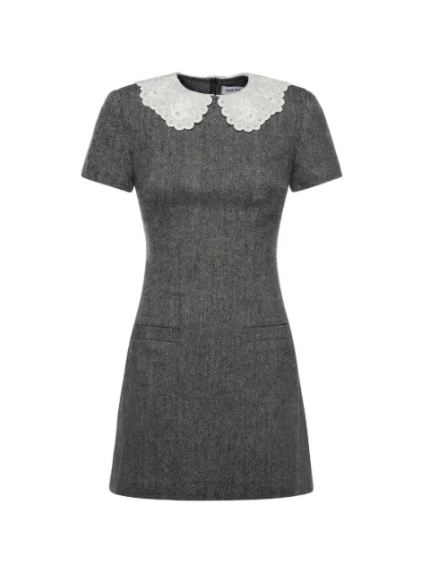 Self-Portrait Herringbone lace collar mini dress