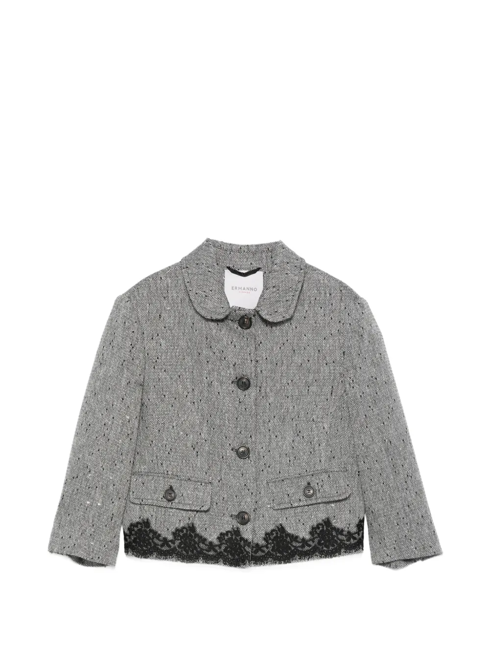 ERMANNO FIRENZE lace-trim jacket - Grigio