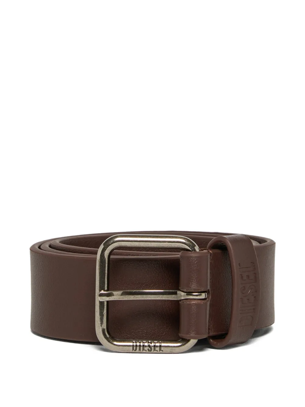 Diesel Kids' Embossed Logo Buckle Belt In Brown