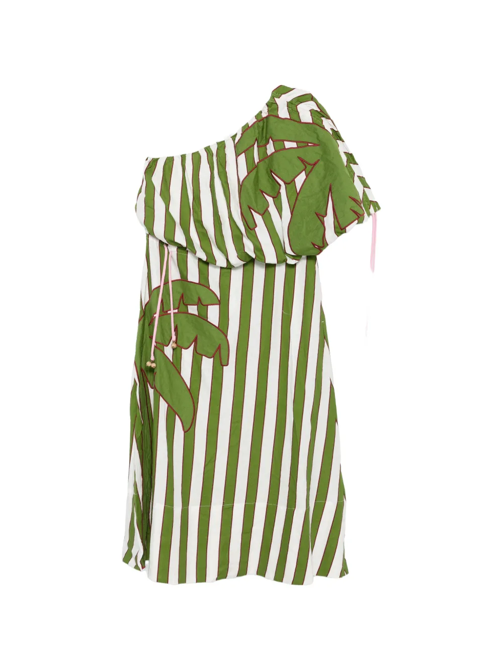 FARM Rio one-shoulder striped midi dress - Verde