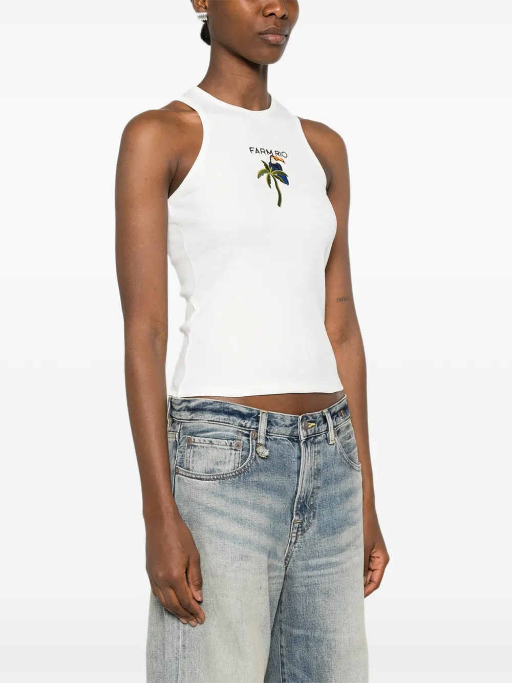  Farm Rio Embroidered Tank Top - White 