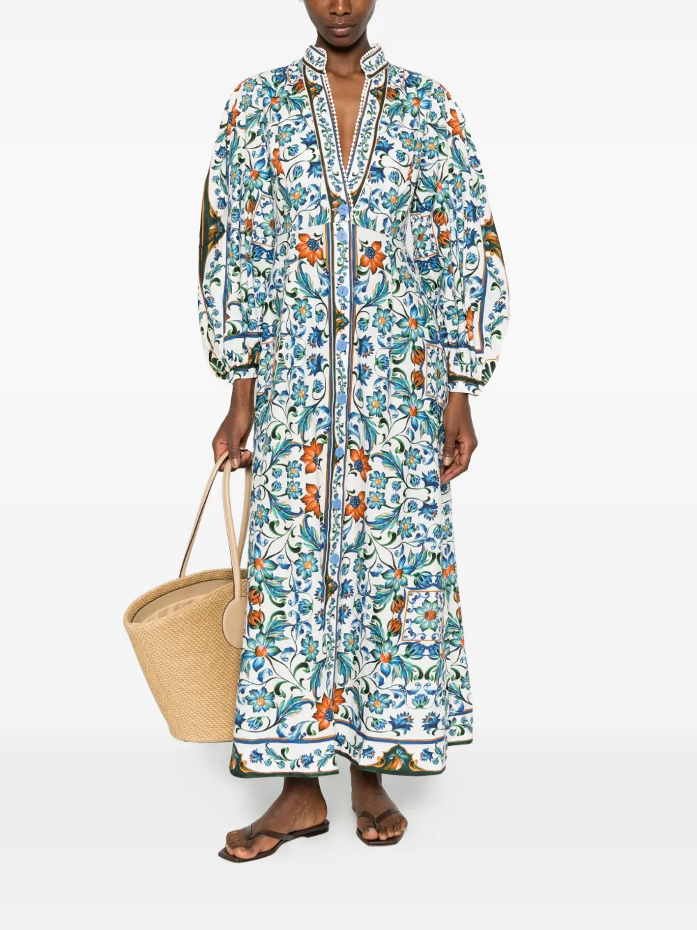FARM Rio Maxi-jurk met bloemenprint Wit