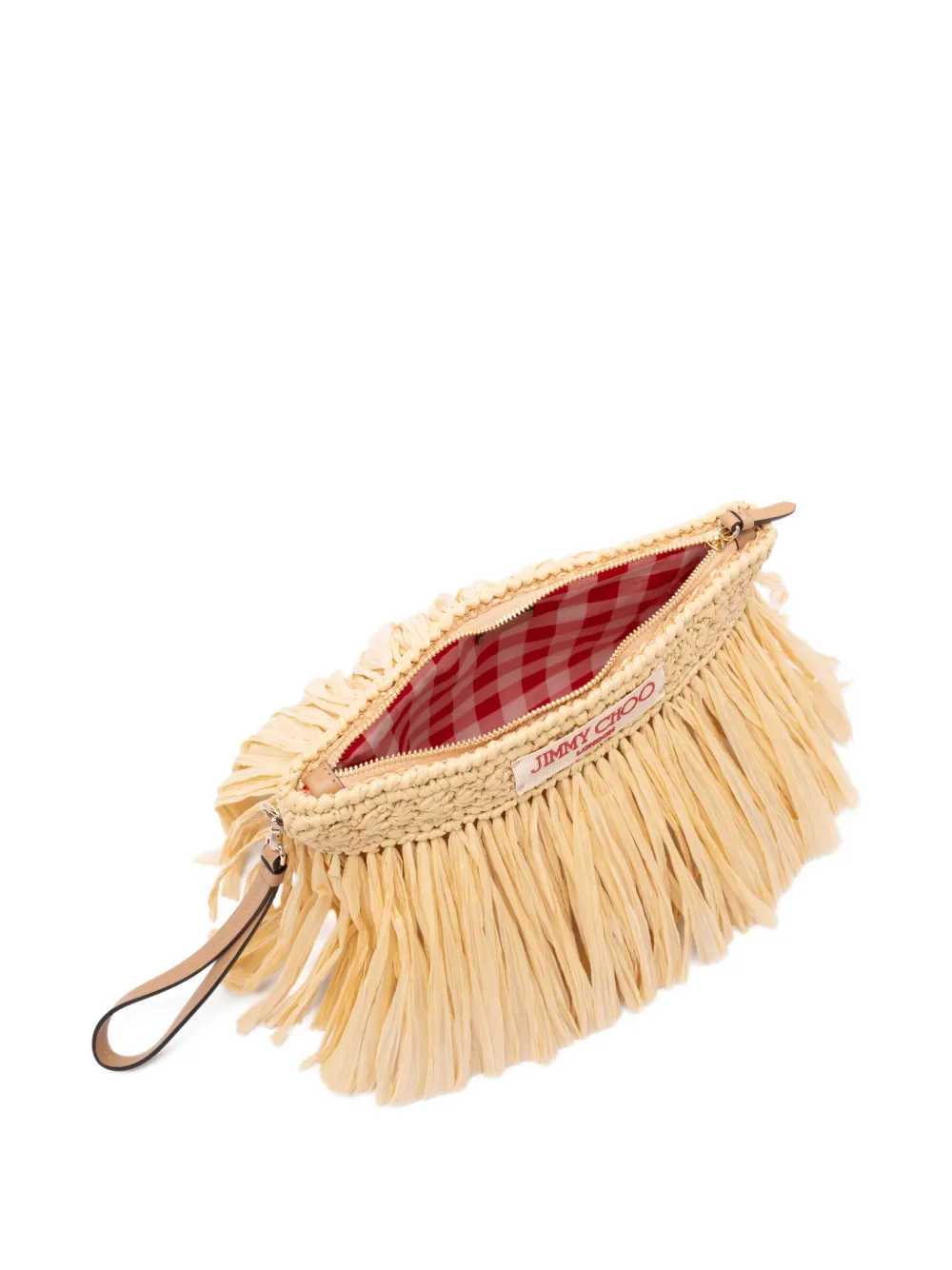 Jimmy Choo Buidel met franje en rits Beige