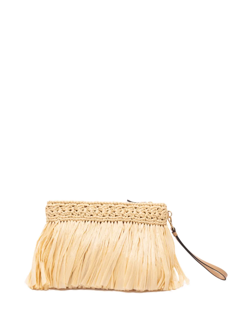 Jimmy Choo Buidel met franje en rits Beige