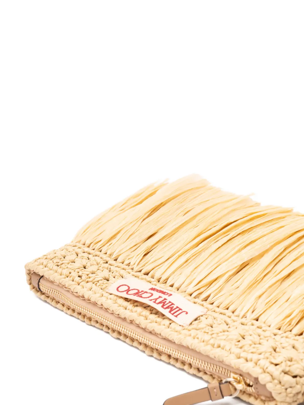 Jimmy Choo Buidel met franje en rits Beige