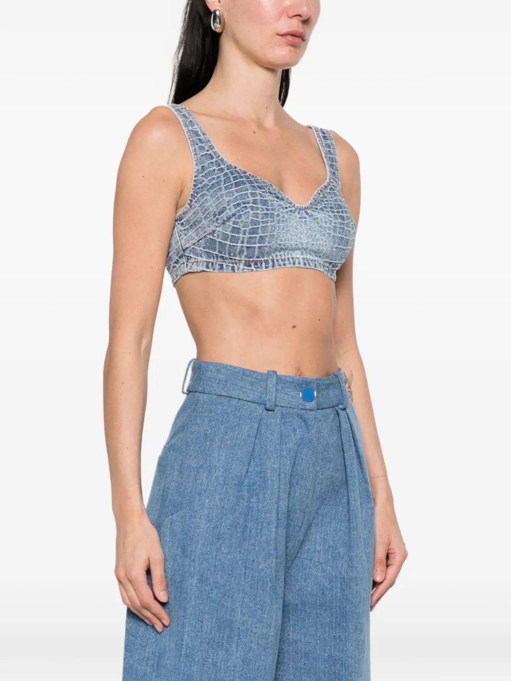 Self-Portrait Denim top Blauw