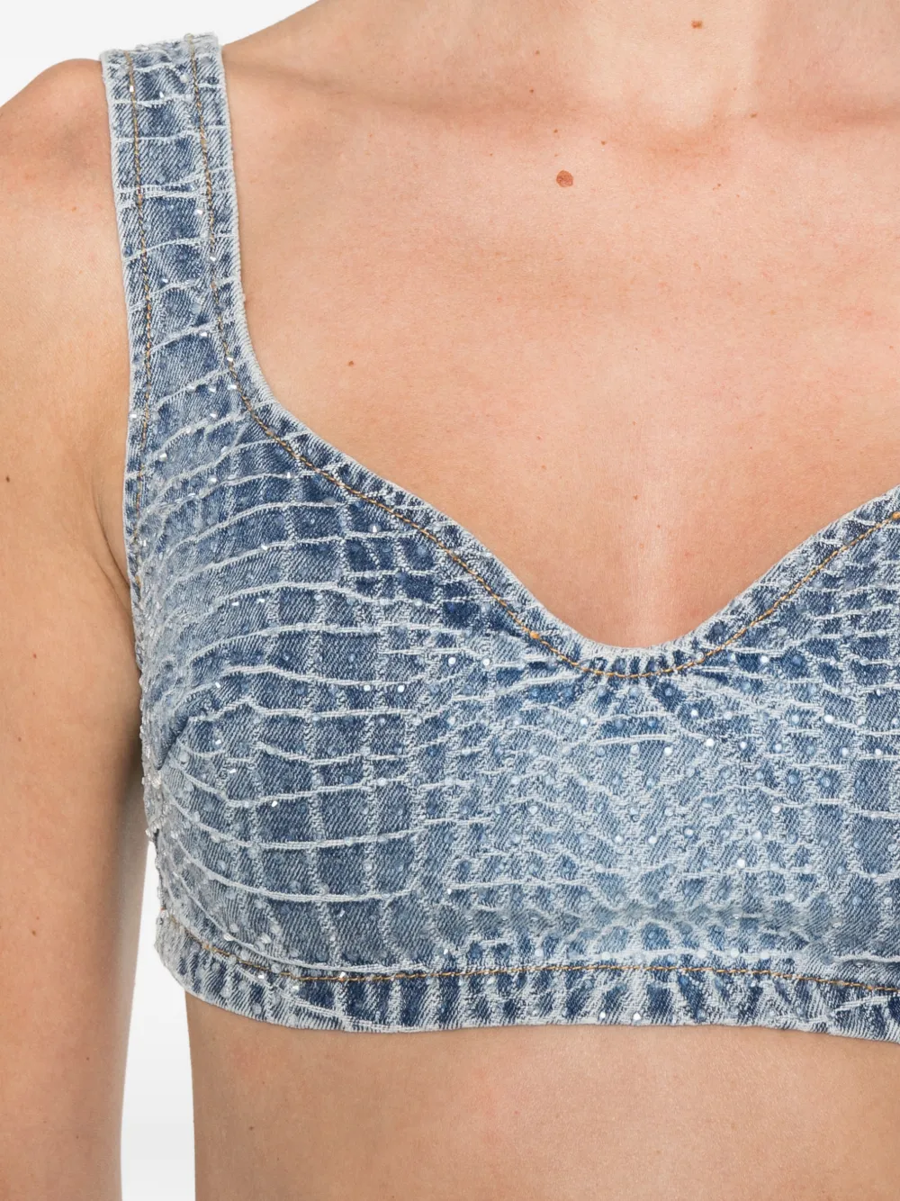 Self-Portrait Denim top Blauw