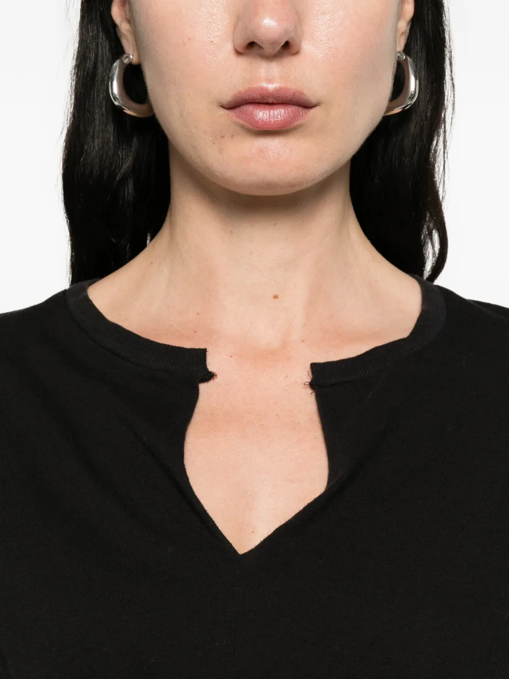 R13 Gedraaid T-shirt met V-hals Zwart