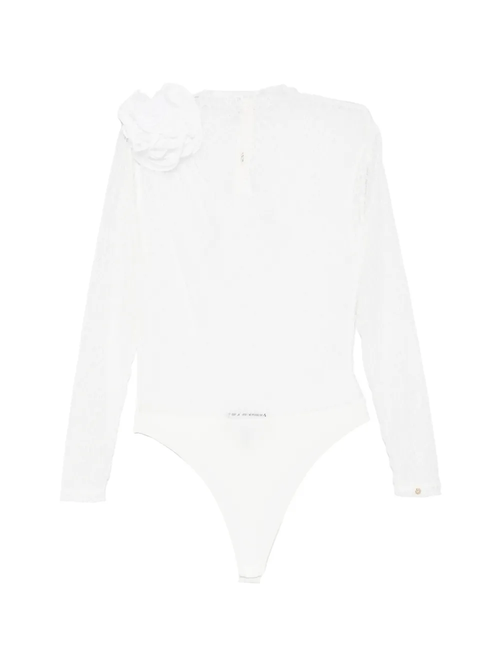NISSA floral-appliqué lace body - Bianco