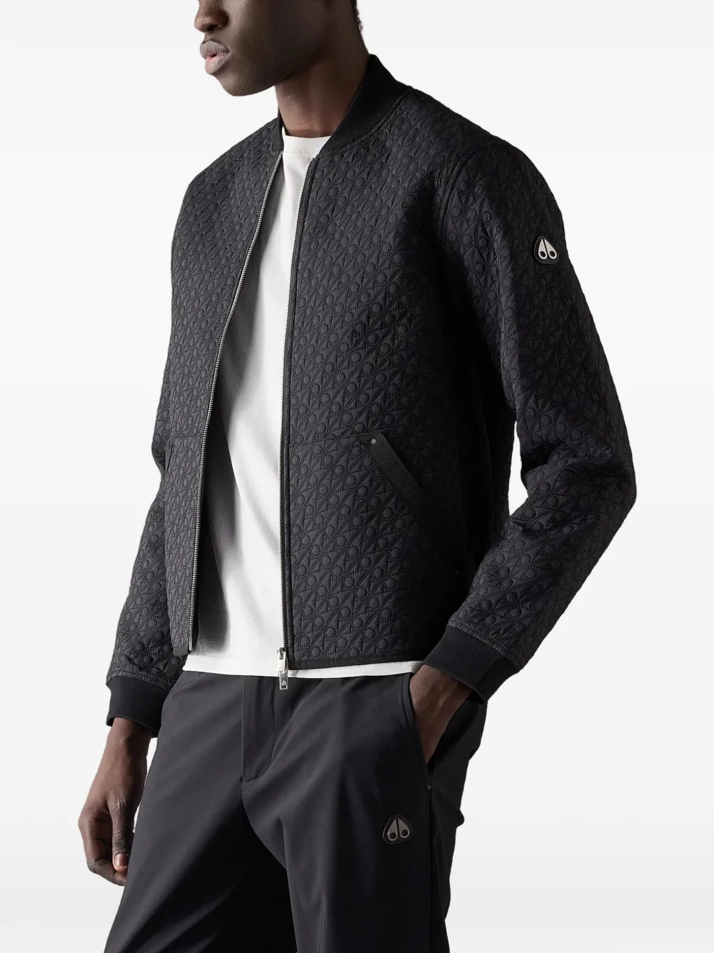  Moose Knuckles Transit Monogram Bomber Jacket - Grey 