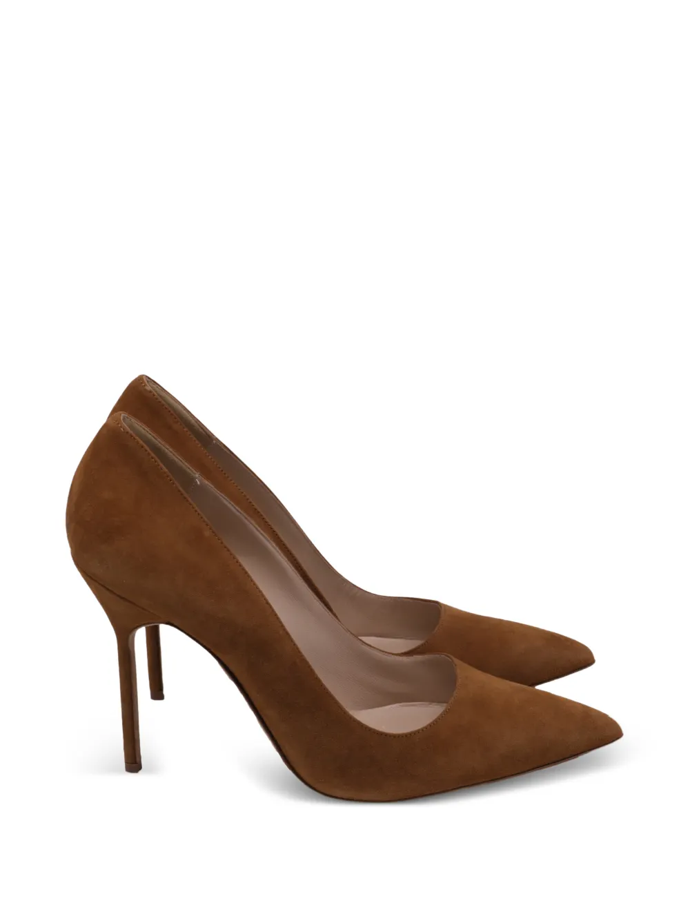 Manolo Blahnik pointed-toe suede pumps - Marrone