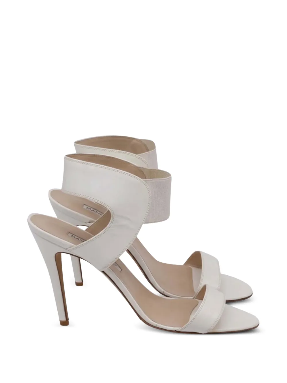 Manolo Blahnik elasticated-strap leather sandals - Bianco