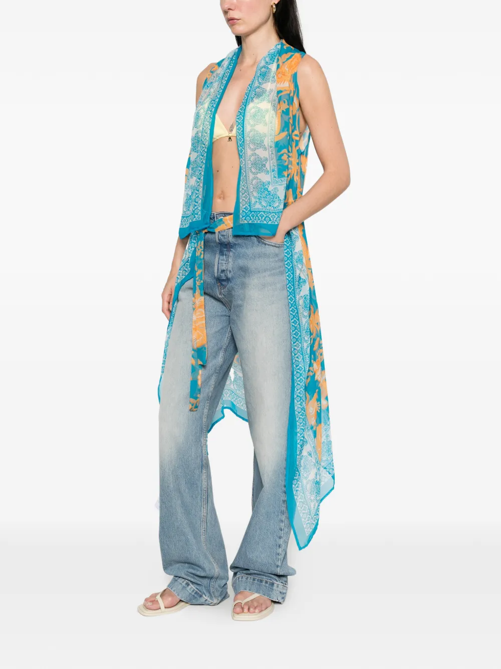  Etro Floral Belted Blouse - Blue 