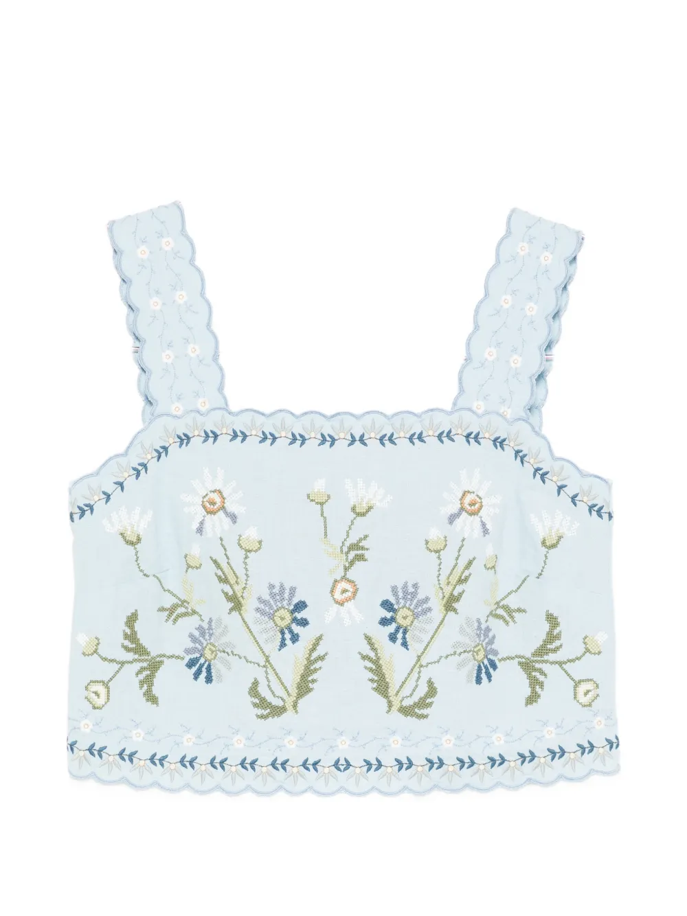 Sea Audra floral-embroidered crop top - Blu
