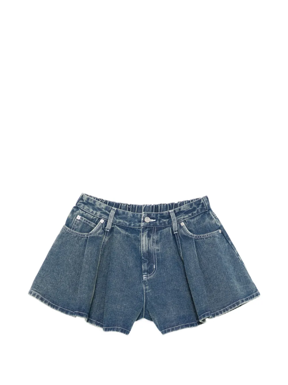 Sea pleated-front denim shorts - Blu