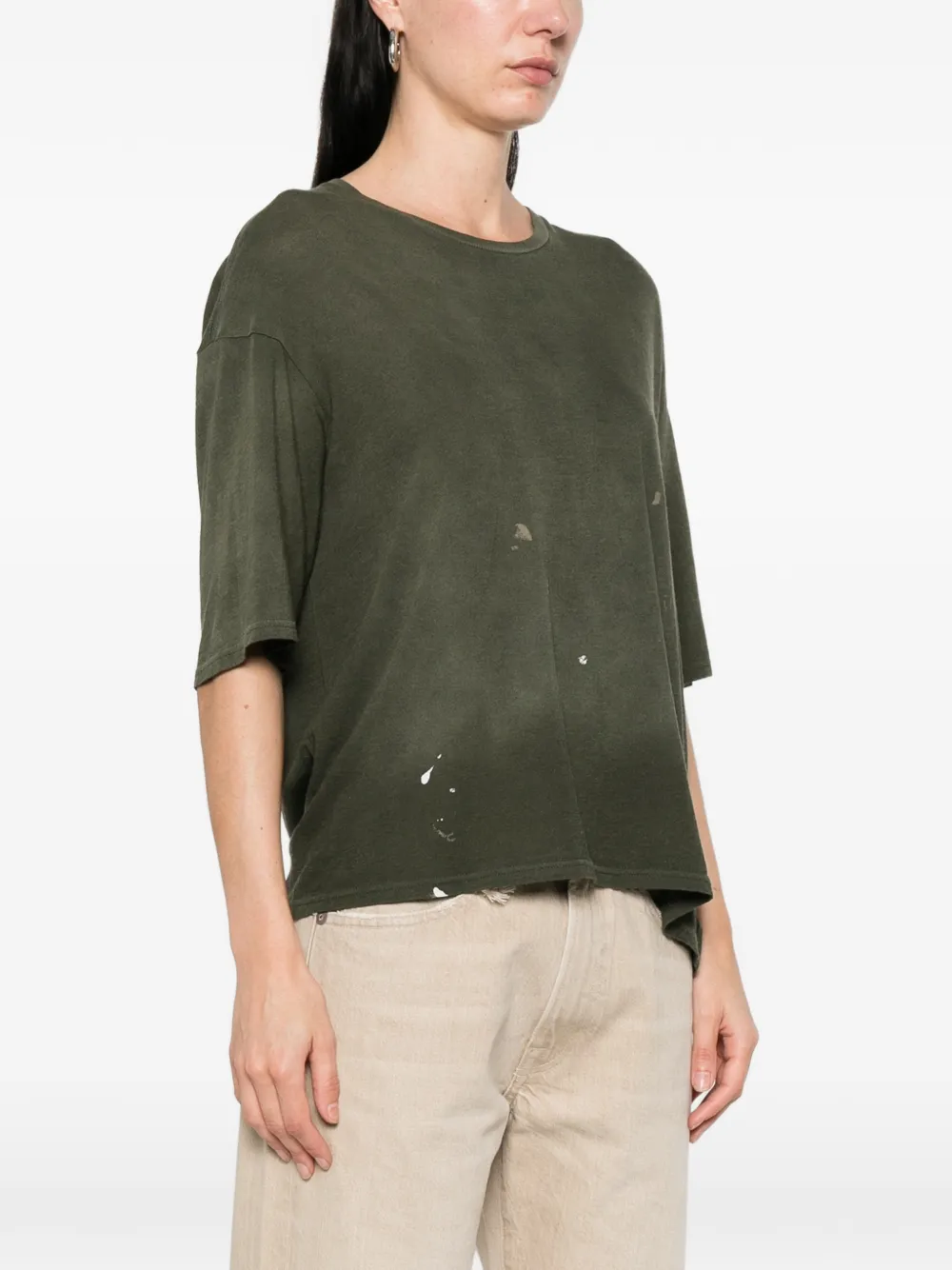 R13 Paint-splatter Crew-neck T-shirt - Green 