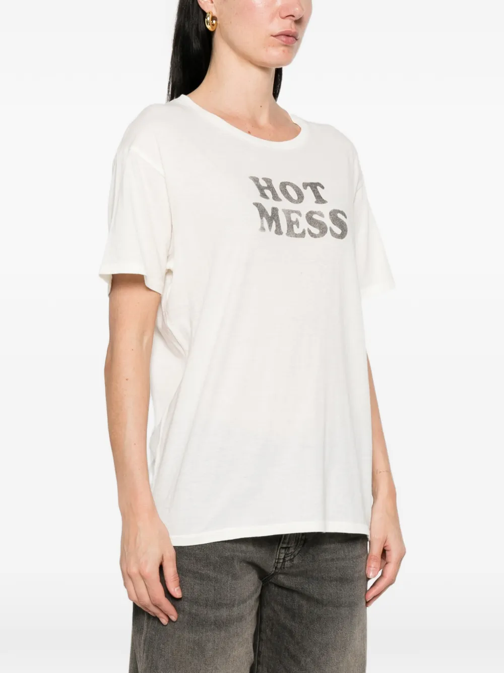 R13 T-shirt met ronde hals en print Wit