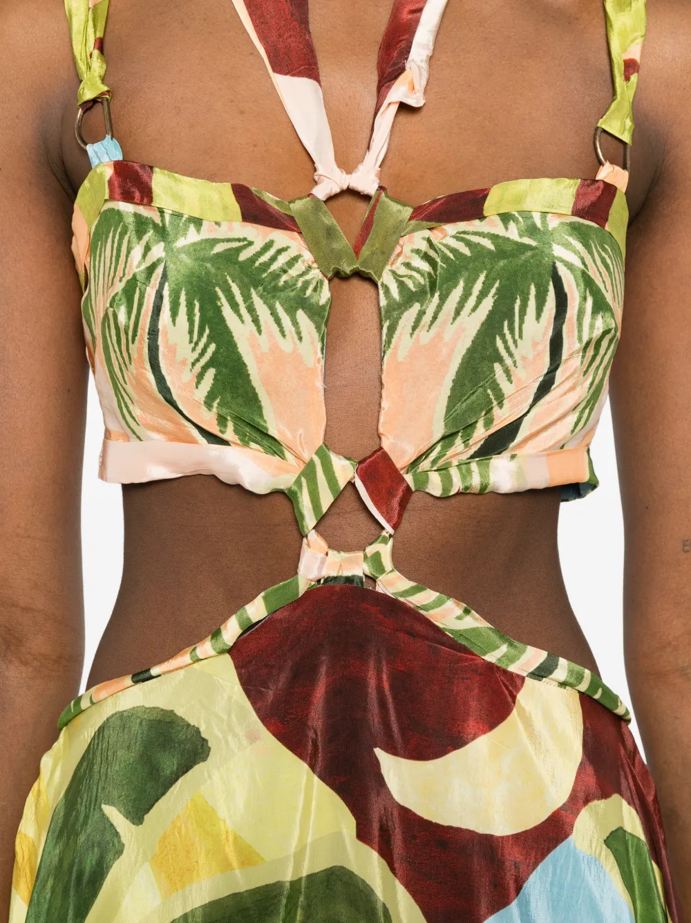 FARM Rio Asymmetrische midi-jurk met print Groen