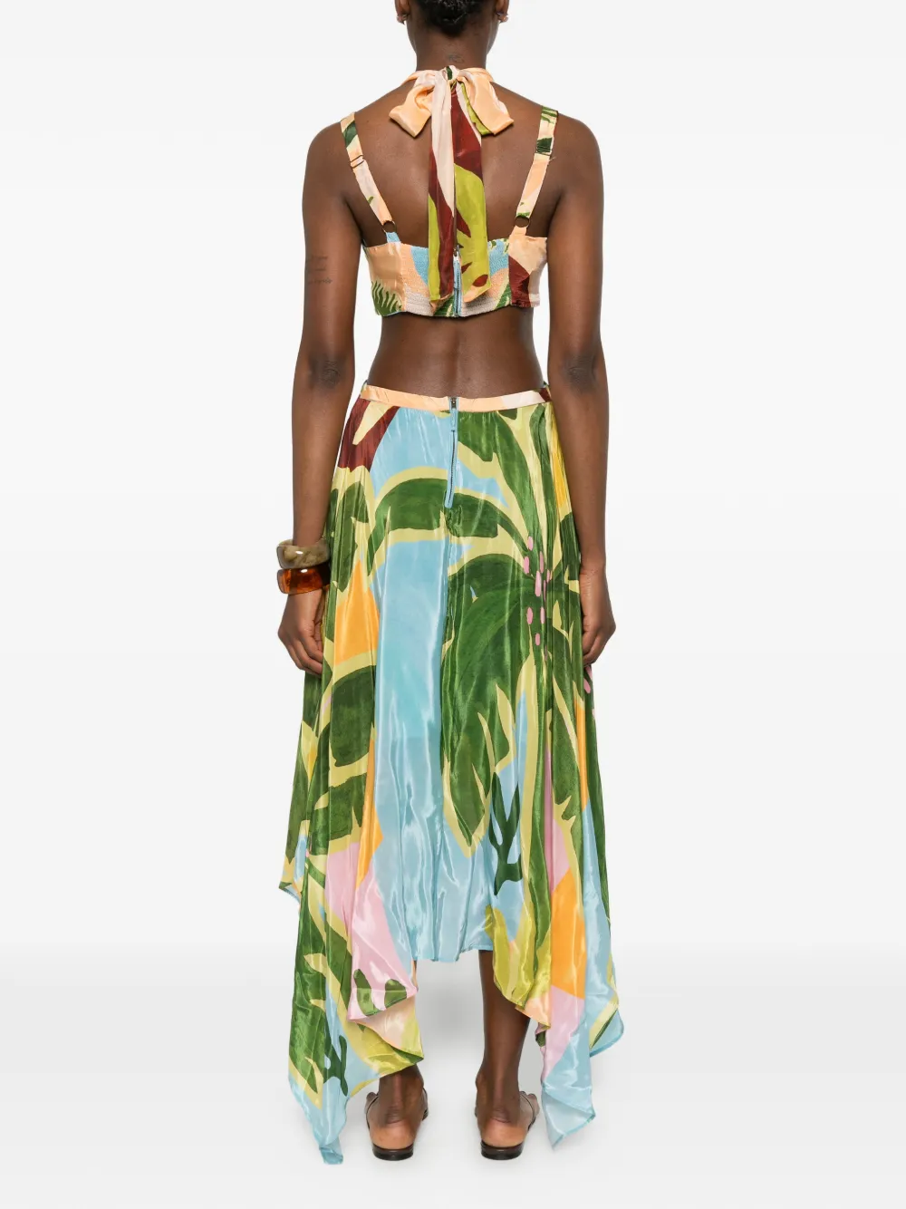 FARM Rio Asymmetrische midi-jurk met print Groen