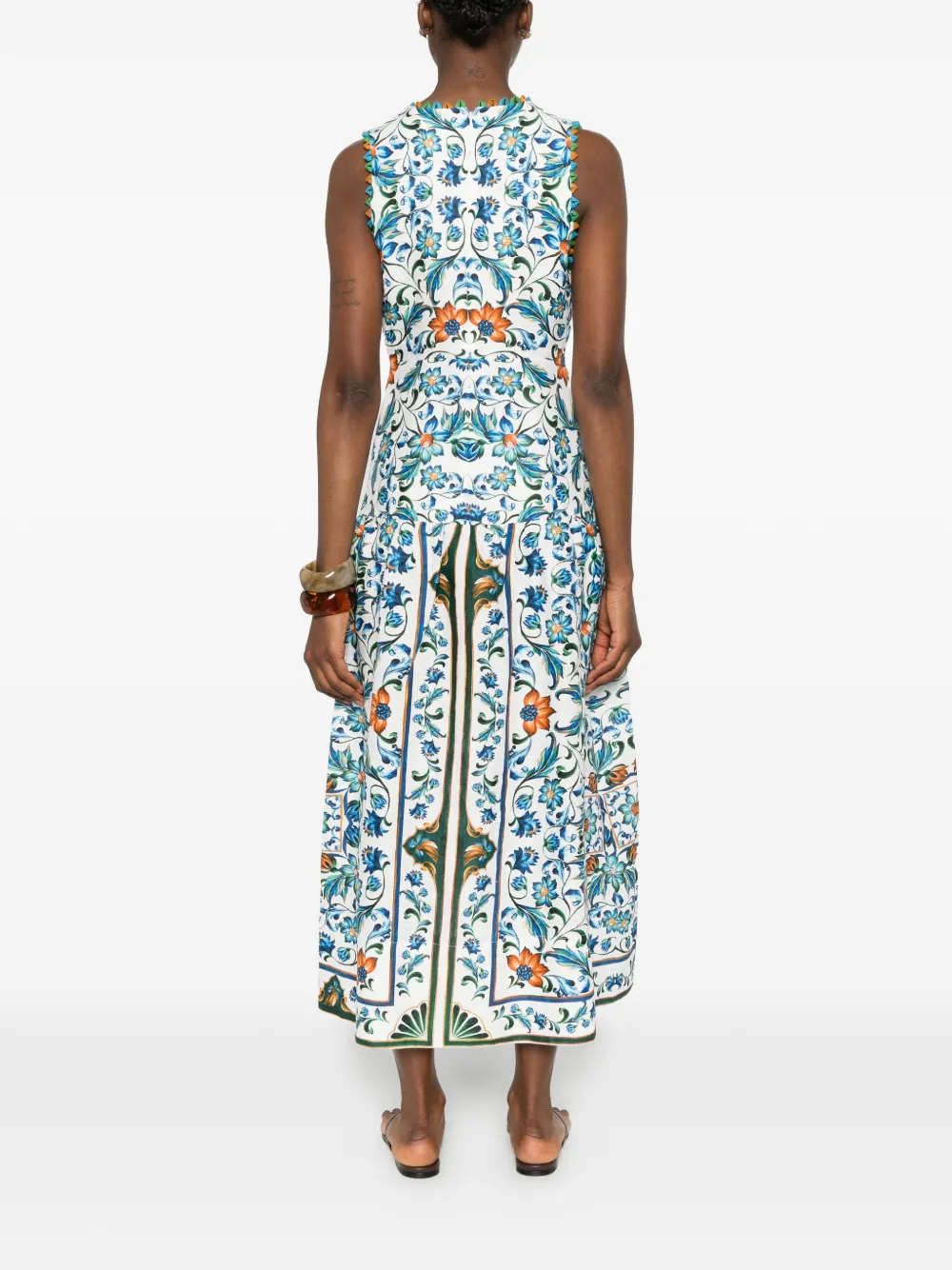 FARM Rio Midi-jurk met bloemenprint Wit