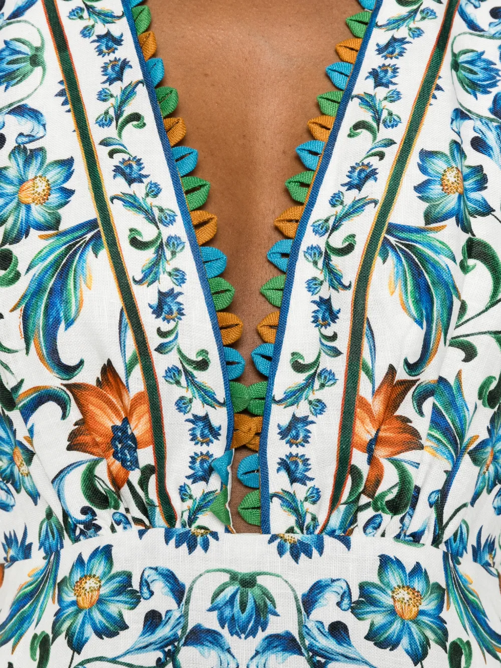 FARM Rio Midi-jurk met bloemenprint Wit