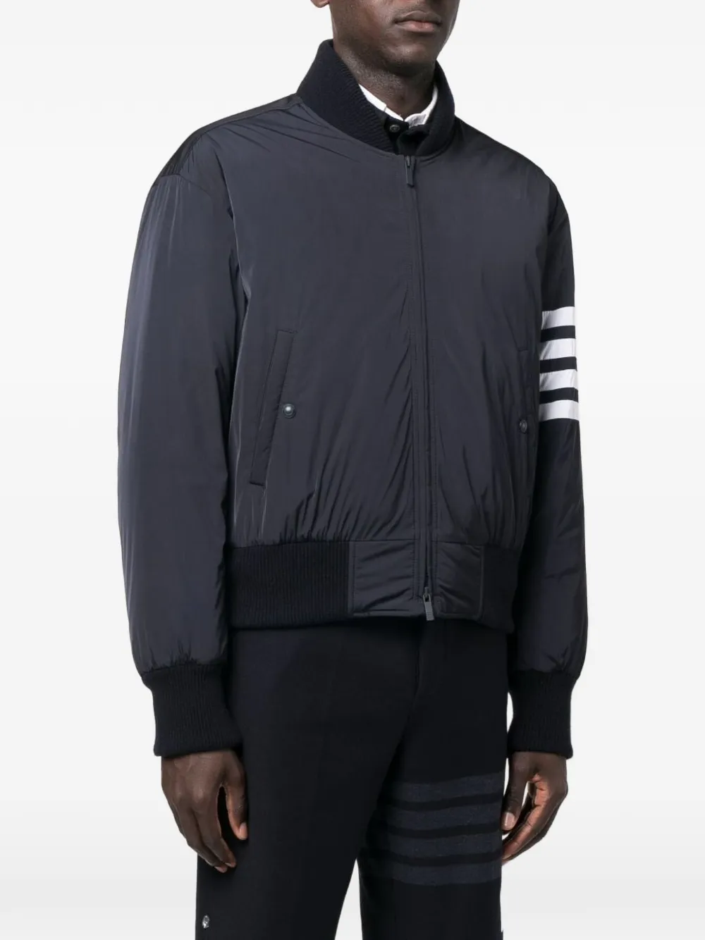  Thom Browne Stripe Bomber Jacket - Blue 