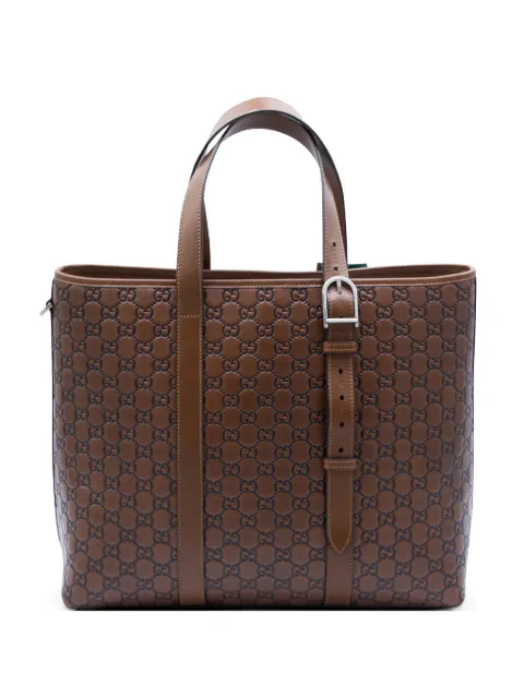 Gucci large GG embossed leather tote bag