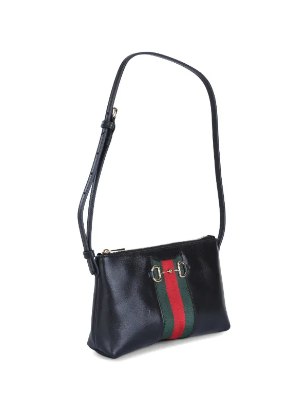 Gucci ホースビット ストライプ ショルダーバッグ | ブラック 
