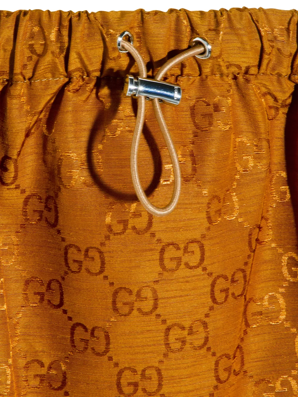 Gucci Mini-rok met trekkoord en monogram Bruin