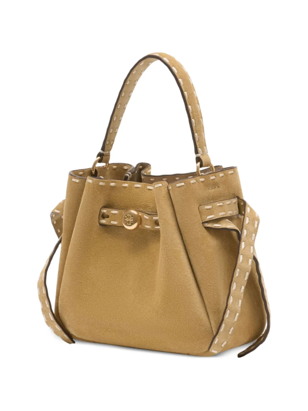 Tory Burch Romy suède bucket-tas met contrasterend stiksel Beige
