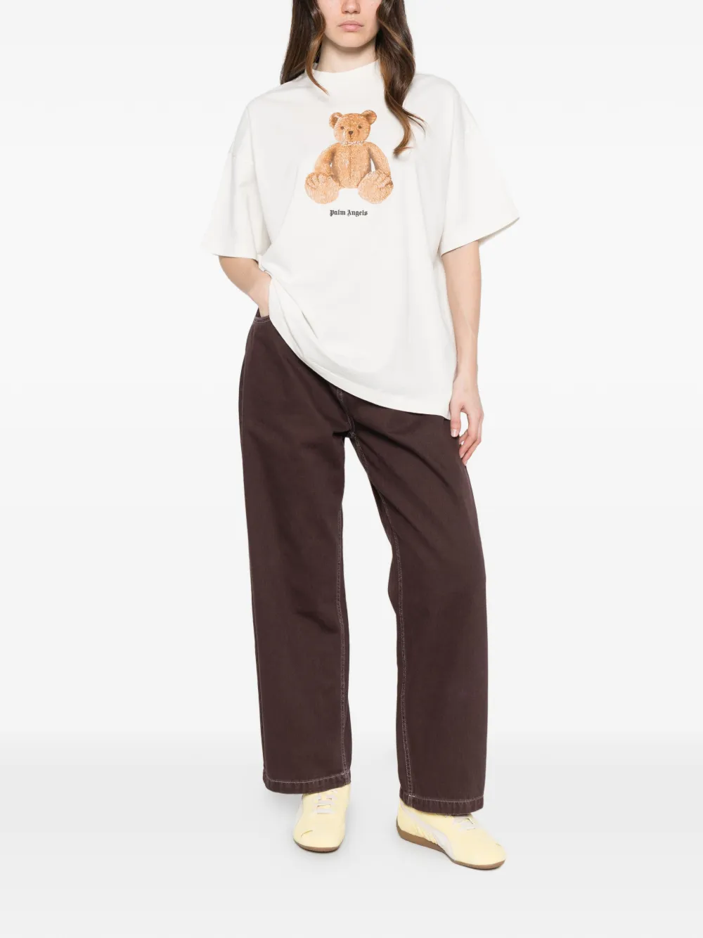 Palm Angels T-shirt met teddybeerprint Beige