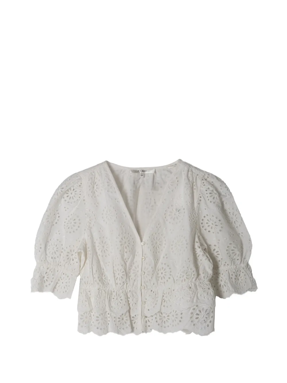 FRAME eyelet ruffled blouse - Bianco
