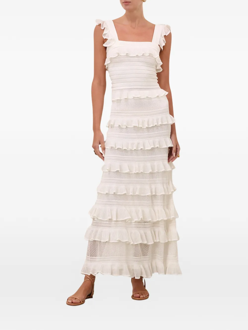 ZIMMERMANN Luna Lace frill maxi skirt - Bianco