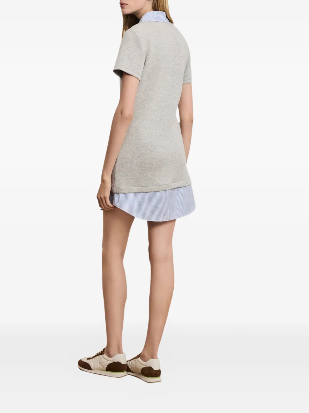  Veronica Beard Kenwood Striped-pattern Polo-collar Mini Dress - Grey 