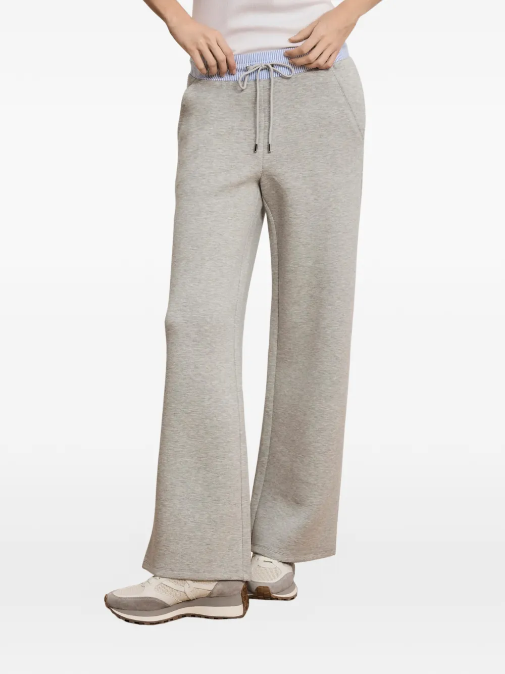  Veronica Beard Ernie Drawstring Flare Track Pants - Grey 