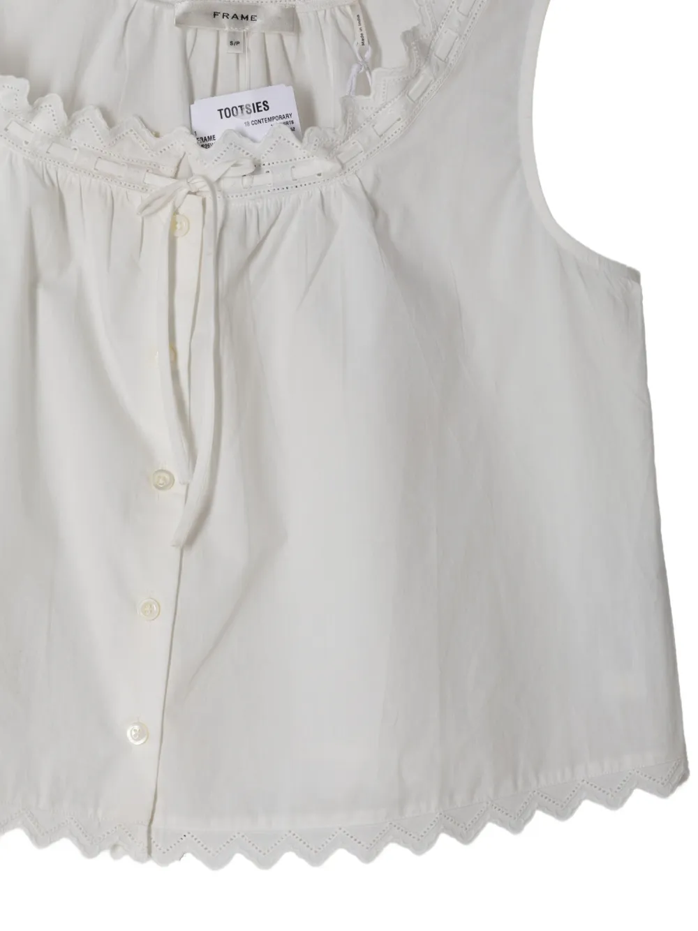  Frame Lace Trim Tank Top - White 