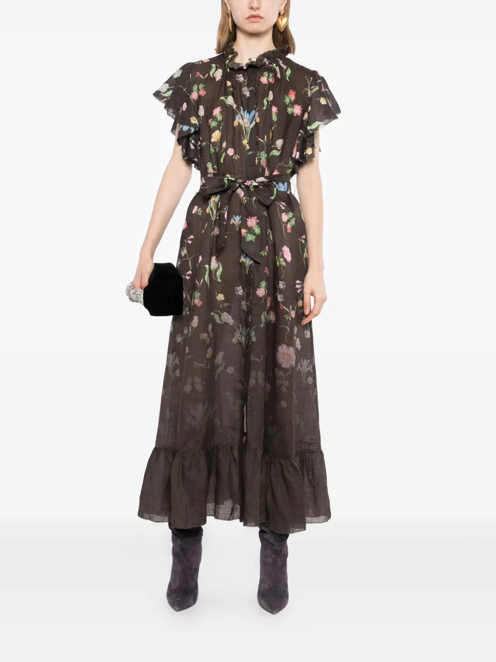 Cynthia Rowley Maxi-jurk met bloemenprint Bruin