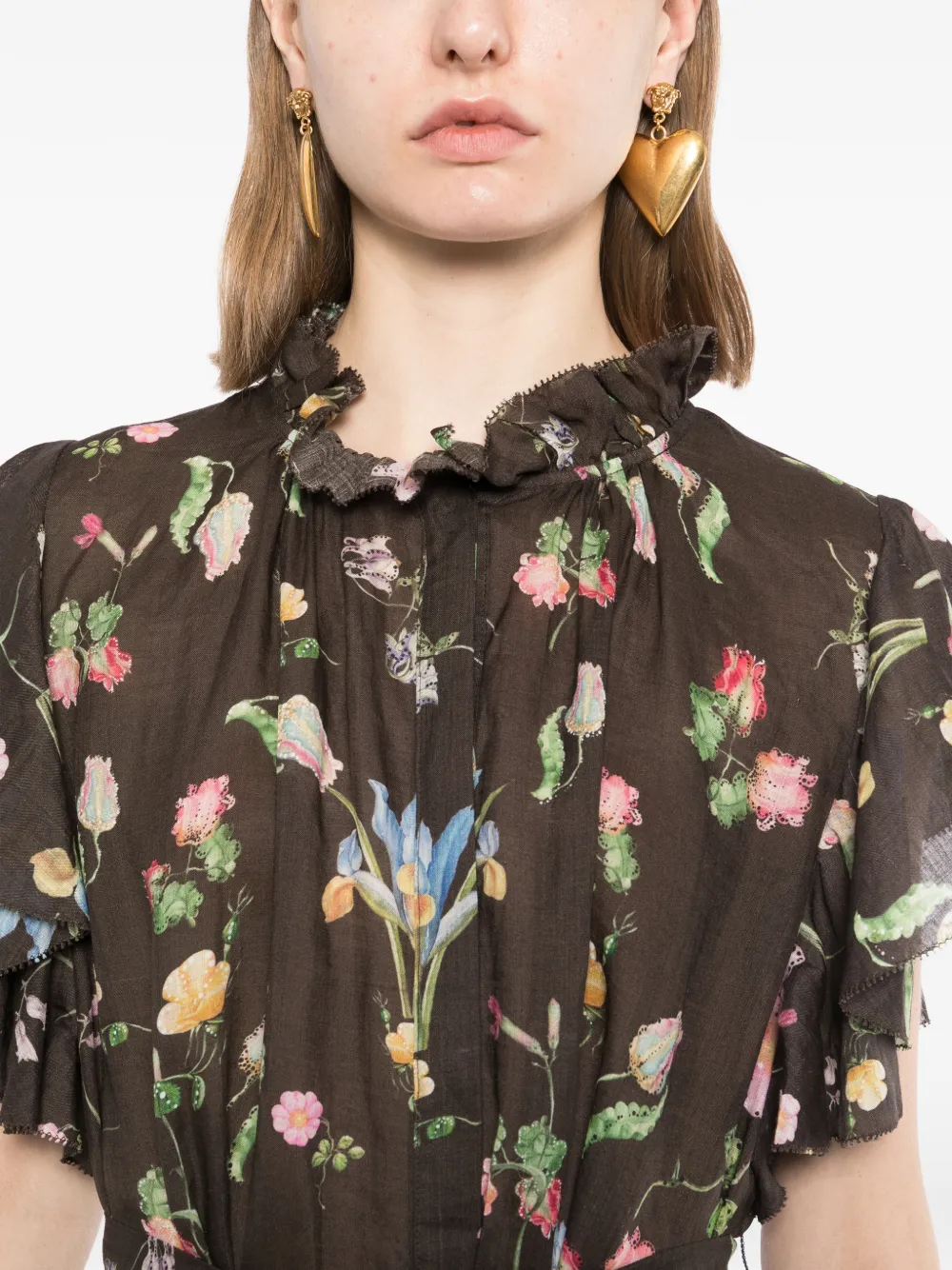 Cynthia Rowley Maxi-jurk met bloemenprint Bruin