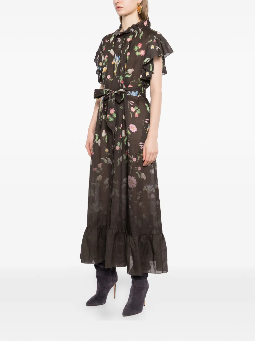 Cynthia Rowley Maxi-jurk met bloemenprint Bruin