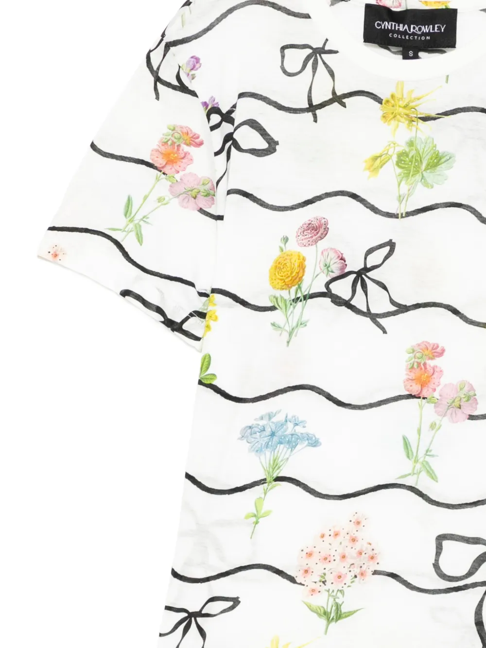 Cynthia Rowley T-shirt met bloemenprint en ronde hals Wit