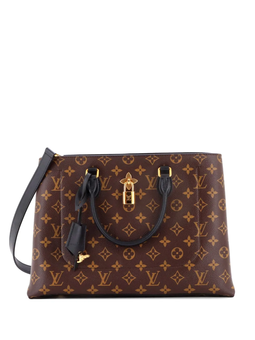 Louis Vuitton Pre-Owned Flower Monogram Canvas with Leather tote bag - Black