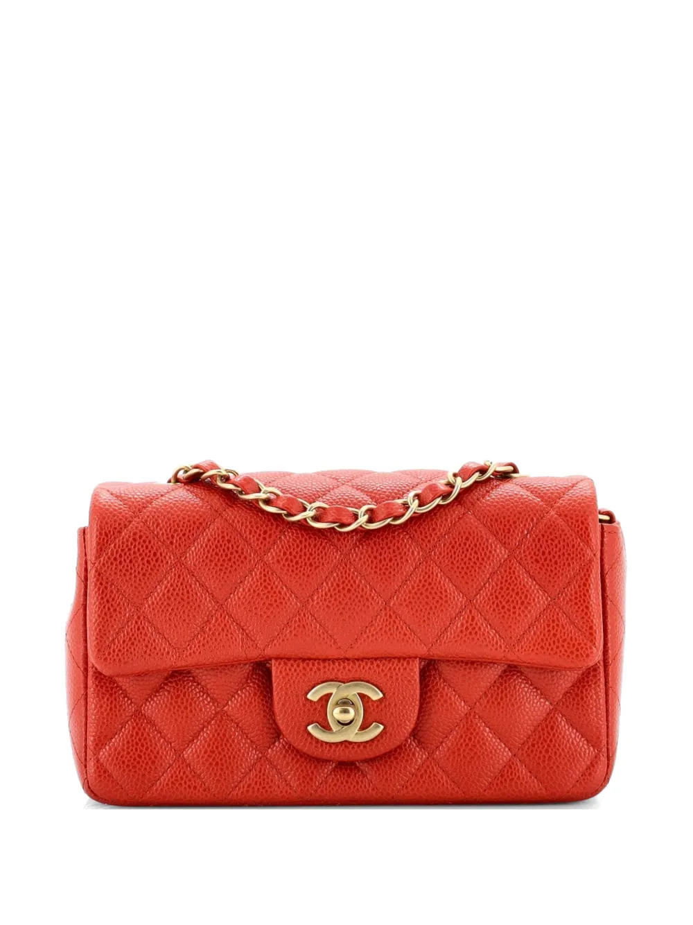 CHANEL Pre-Owned Classic Single Flap Bag Quilted Caviar Mini crossbody bag - Rosso