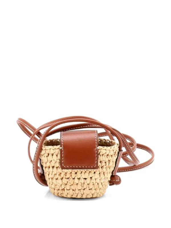 Celine Pre-Owned Triomphe Basket Airpods Case Flap Bag Raffia With
