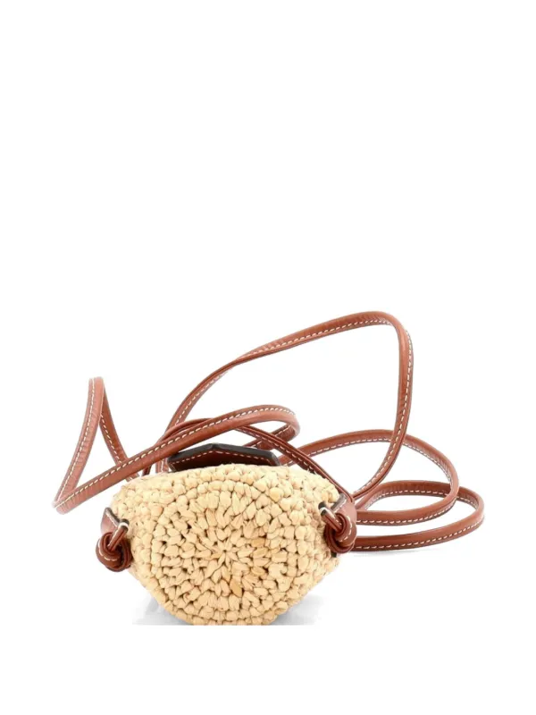 CELINE 片耳　ケース付き Celine Pre-Owned Triomphe Basket Airpods Case Flap Bag Raffia With
