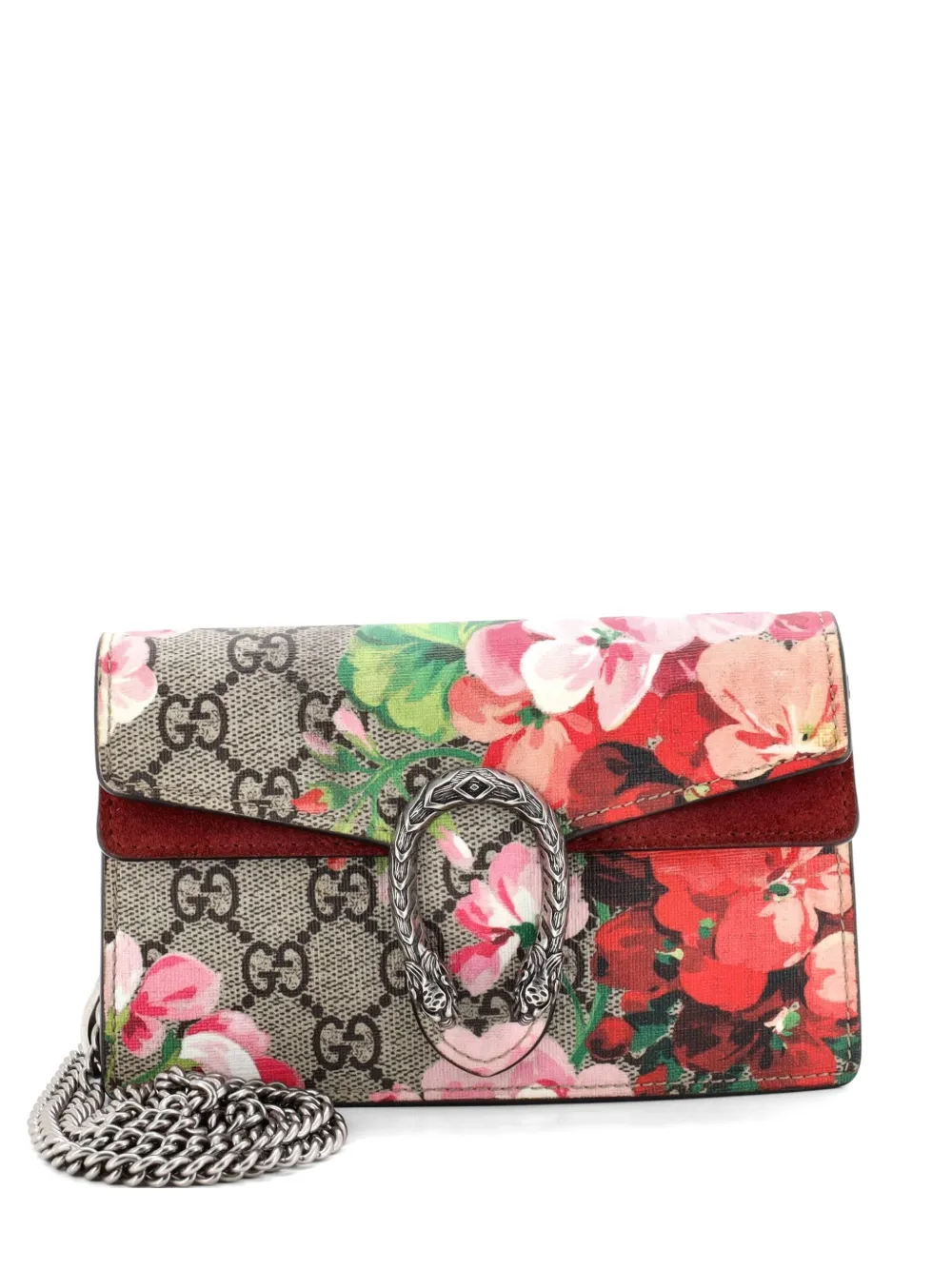 Gucci Pre-Owned Dionysus Bag Blooms Print GG Coated Canvas Super Mini crossbody bag - Marrone
