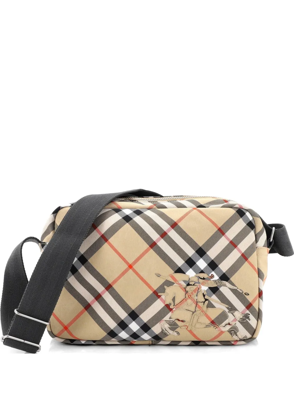 Pre-owned Burberry Camera Vintage Check Nylon Crossbody Bag In Brown