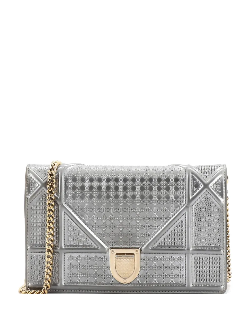 Christian Dior Pre-Owned Diorama Wallet on Chain Cannage Embossed Calfskin clutch bag - Silber
