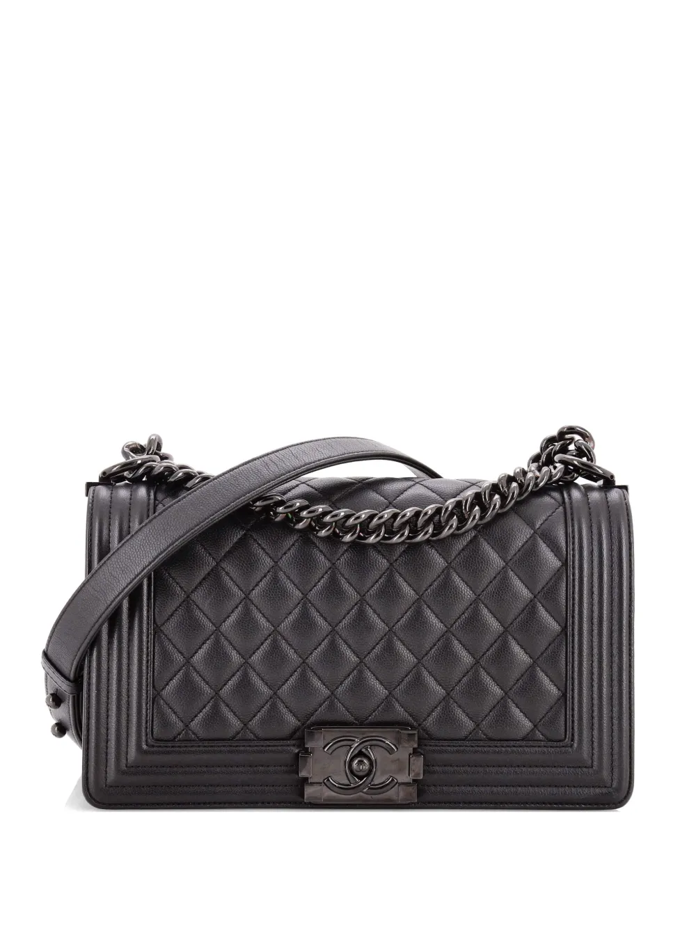 CHANEL Pre-Owned So Black Boy Flap Bag Quilted Caviar Old Medium shoulder bag - Nero