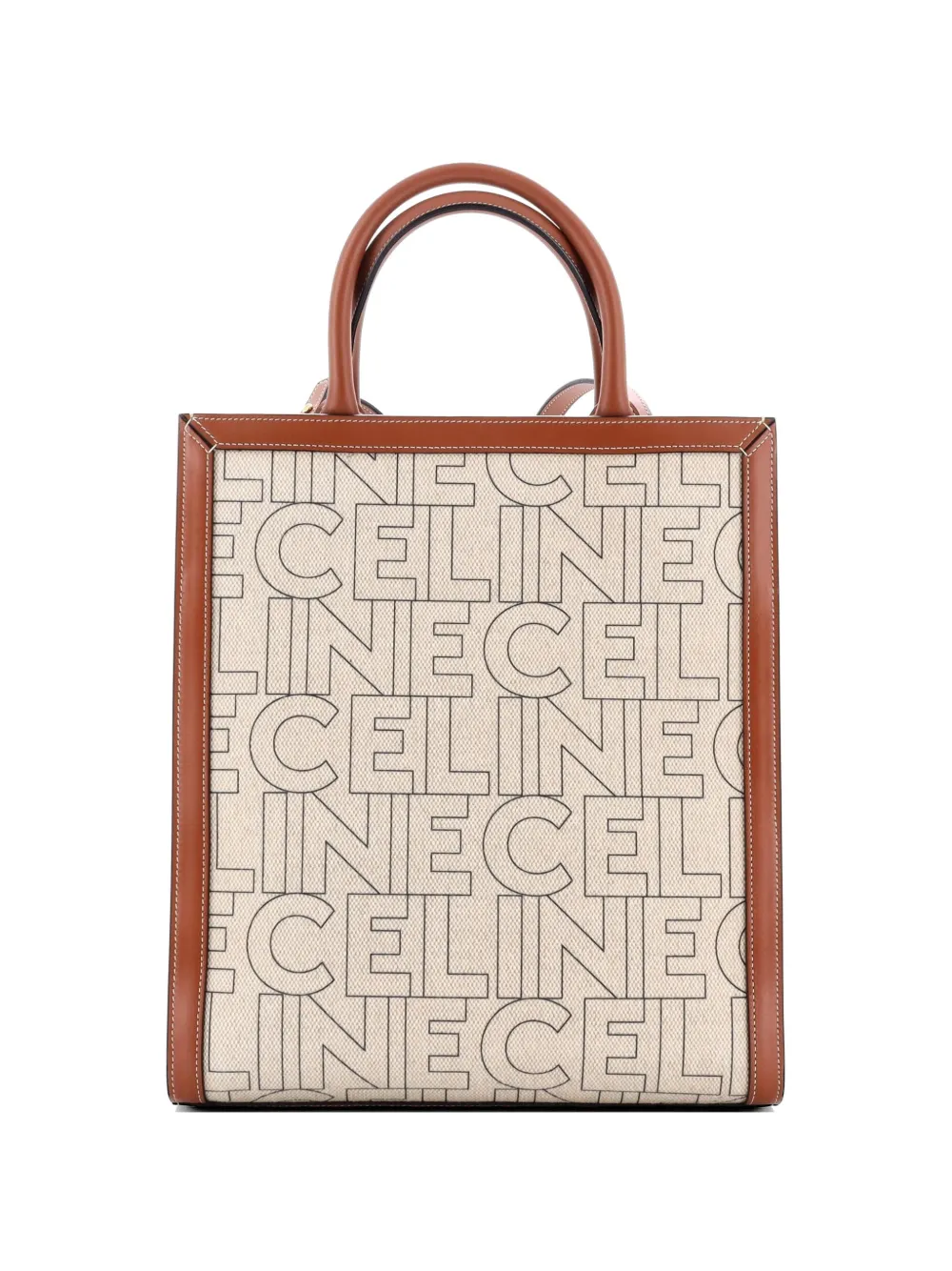 Celine Pre-Owned Vertical Cabas Printed Canvas and Leather Small tote bag - Marrone
